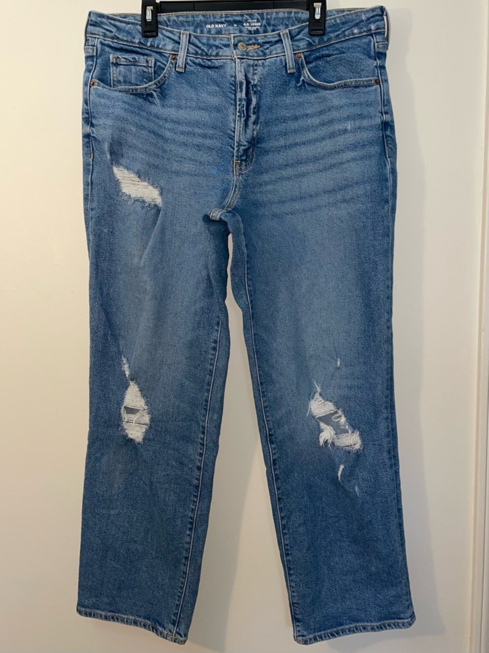 Old Navy Women's High Waisted O.G Loose Ripped Medium Wash Denim Jeans
